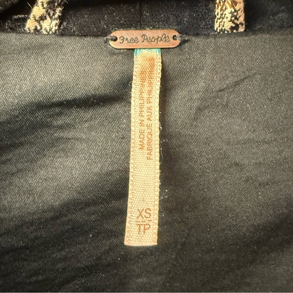 FREE PEOPLE Plaid Velvet Trim Blazer Oversized Tan Green  XS - Picture 5 of 7